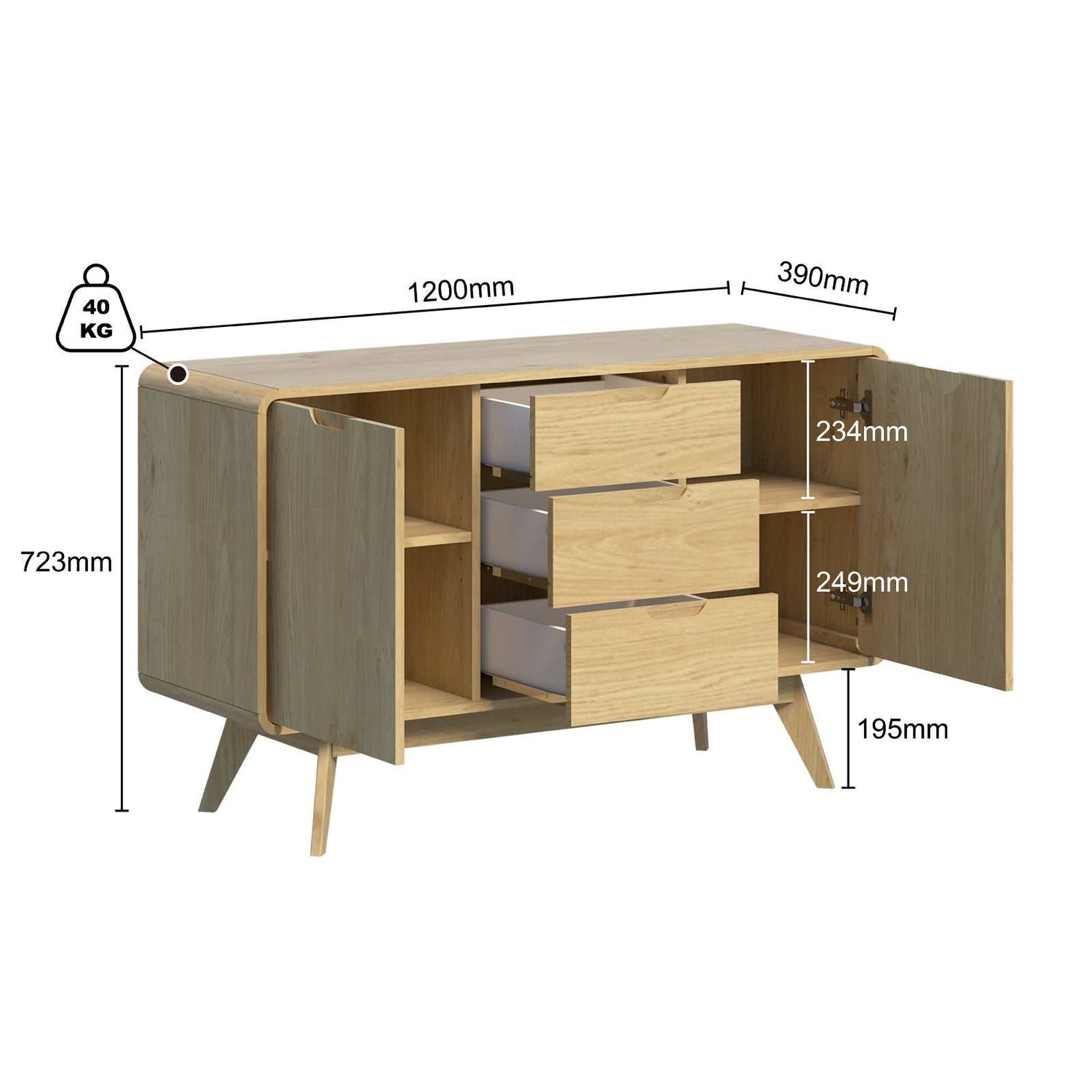 WABI-SABI Buffet Sideboard Cabinet | Storage Cupboard with Drawers Dresser for Kitchen & Hallway