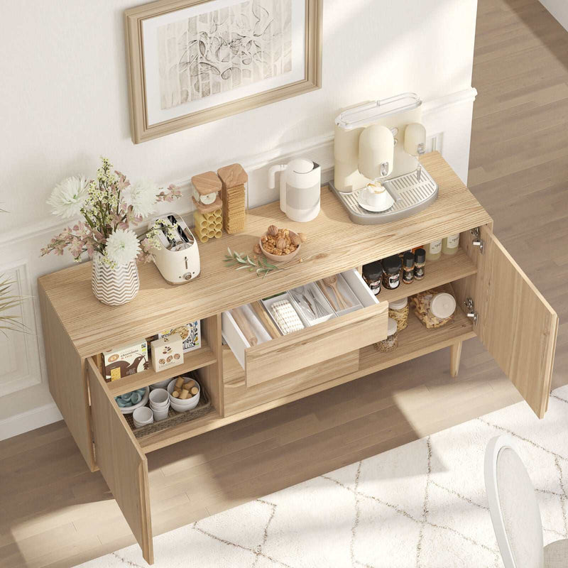 Swedish Large Buffet Sideboard Storage Cabinet - Scandi Style with 2 Doors & 3 Drawers Dresser | Spacious Storage Solution