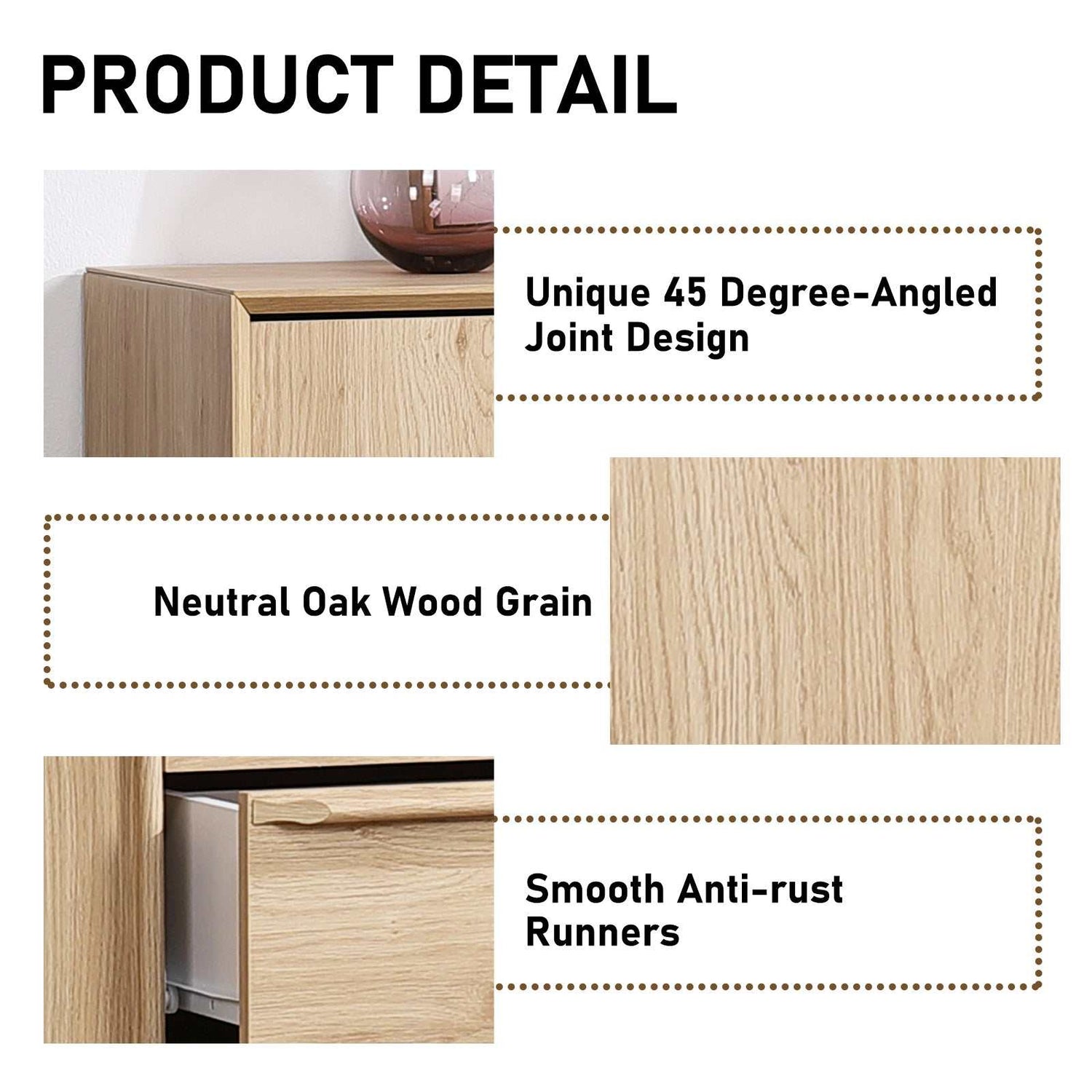 Swedish Large Buffet Sideboard Storage Cabinet - Scandi Style with 2 Doors & 3 Drawers Dresser | Spacious Storage Solution