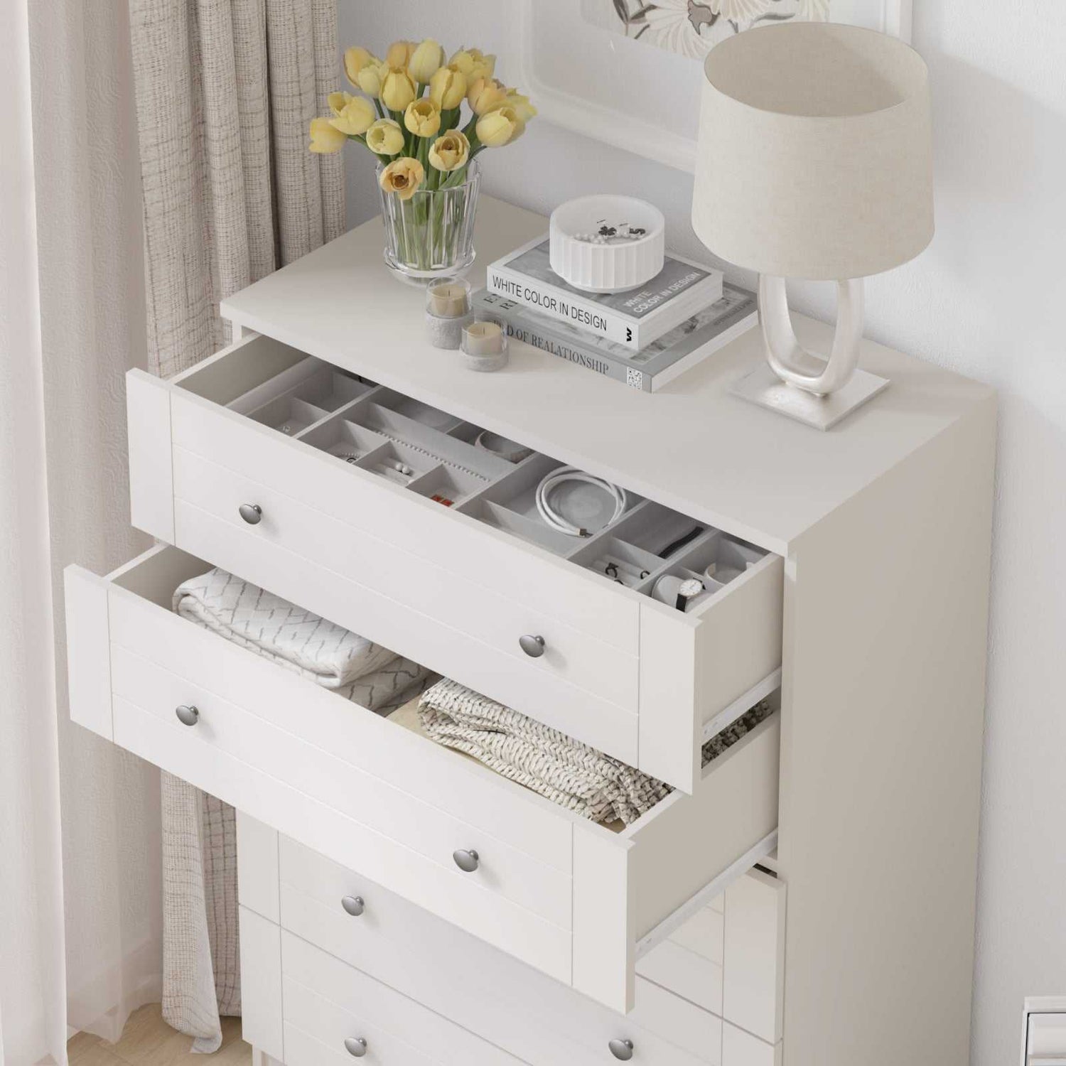Harriet 5 Drawer Tallboy - Elegant Storage Solution for Compact Spaces