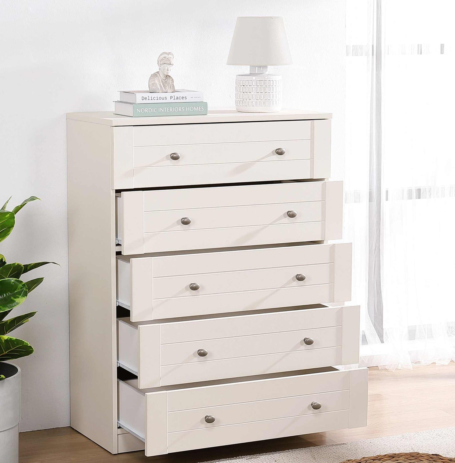 Harriet 5 Drawer Tallboy - Elegant Storage Solution for Compact Spaces
