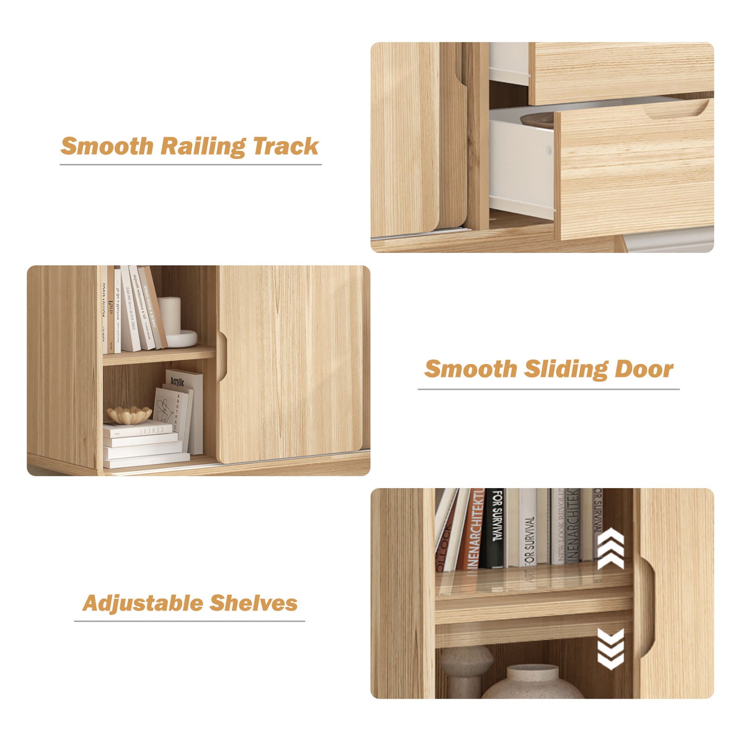 Oslo Sliding Door Buffet Sideboard Set of 2