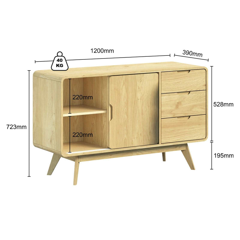 Oslo Sliding Door 3 Drawer Storage Cupboard