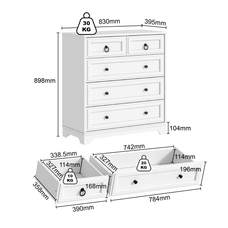 Cabot Coastal Luxe 5-Drawer Tallboy