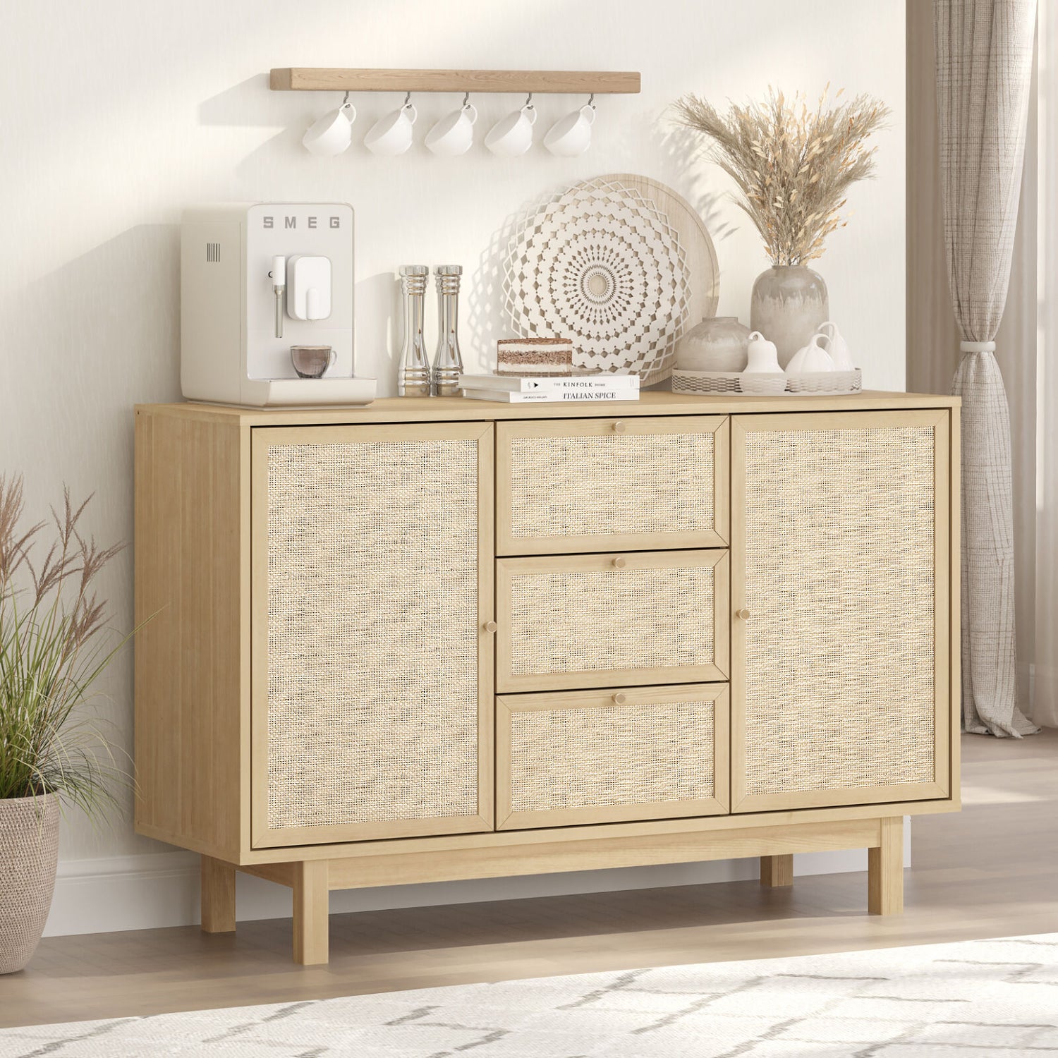 Nara Duo Rattan Buffet Storage Cabinets