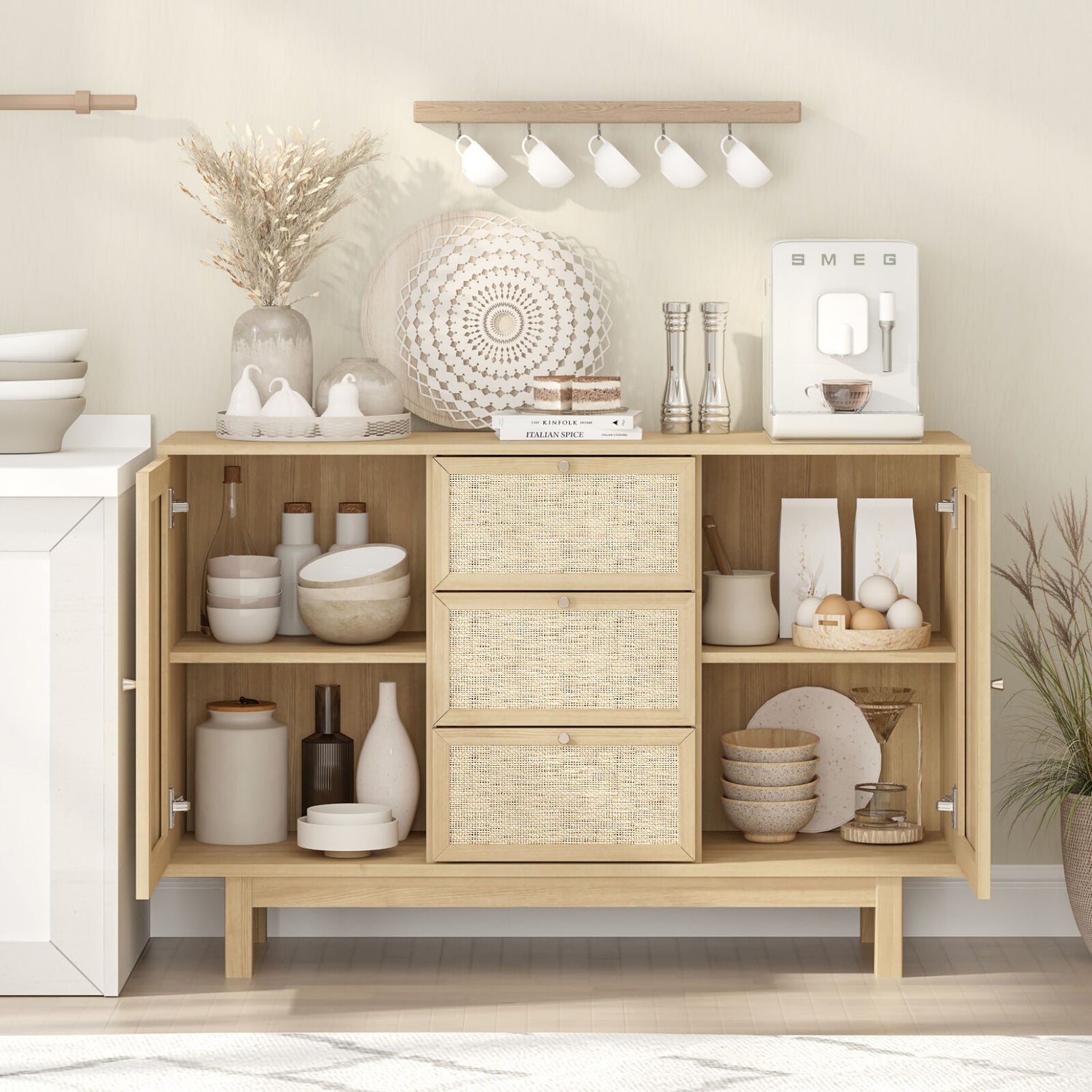 Nara Duo Rattan Buffet Storage Cabinets