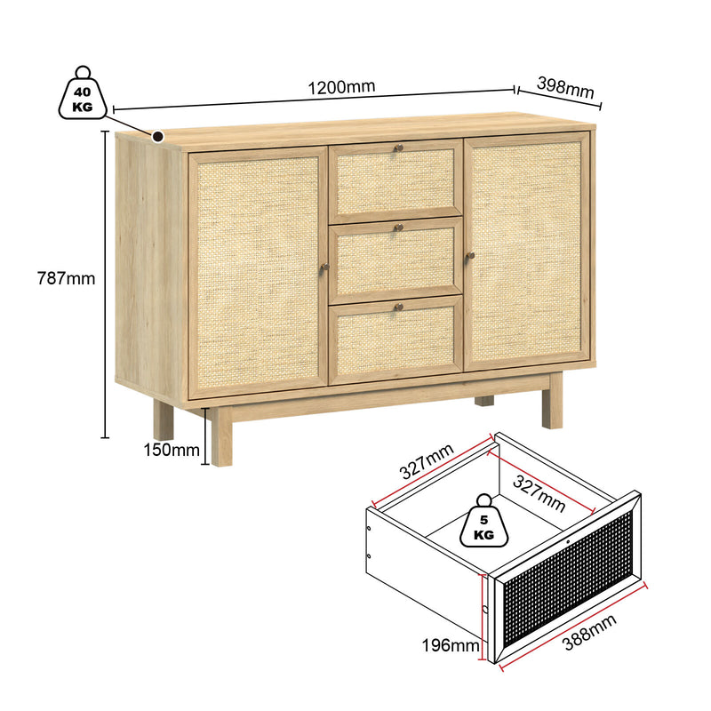 Nara Duo Rattan Buffet Storage Cabinets