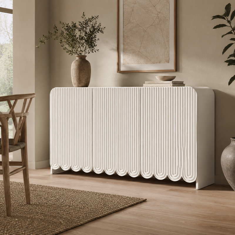 Scallop White Fluted Sideboard