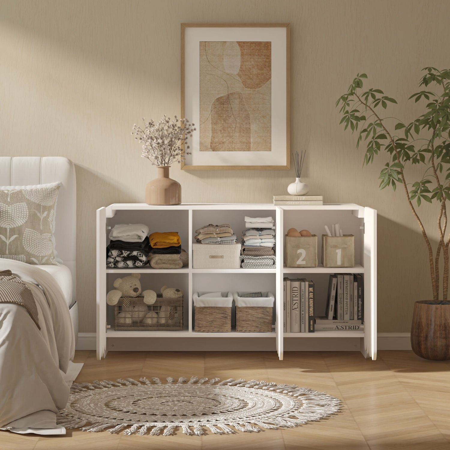 Scallop White Fluted Sideboard