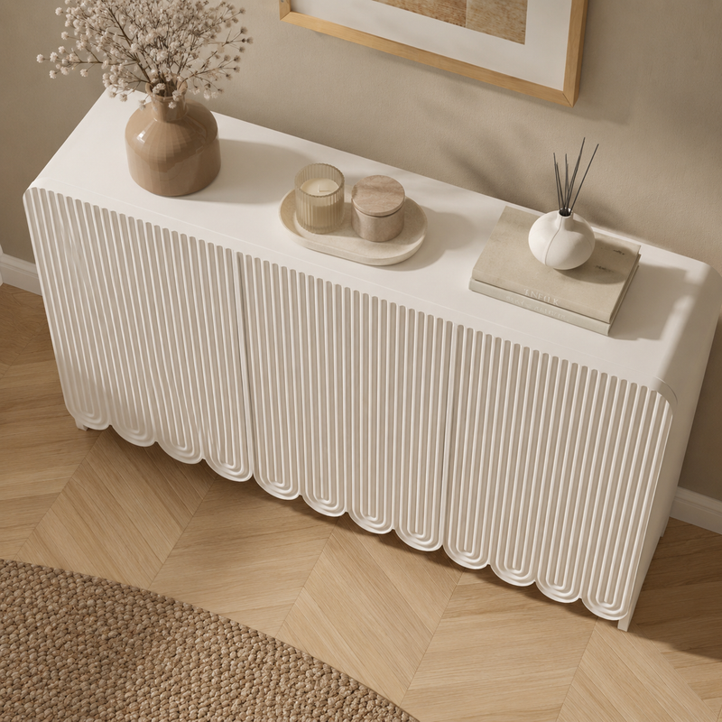 Scallop White Fluted Sideboard