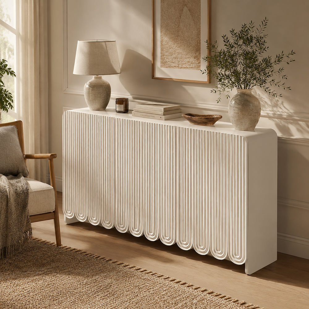 Scallop White Fluted Twin Sideboard Bundle