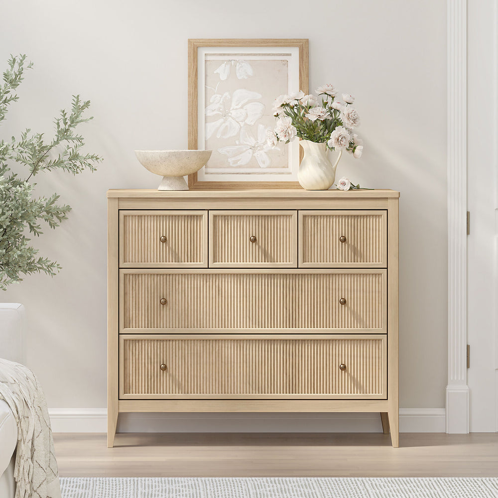 Vera Fluted 5 Drawer Dresser -Versatile Storage with Elegant Detailing