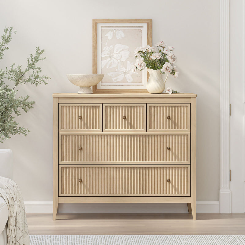 Vera Fluted 5 Drawer Dresser -Versatile Storage with Elegant Detailing