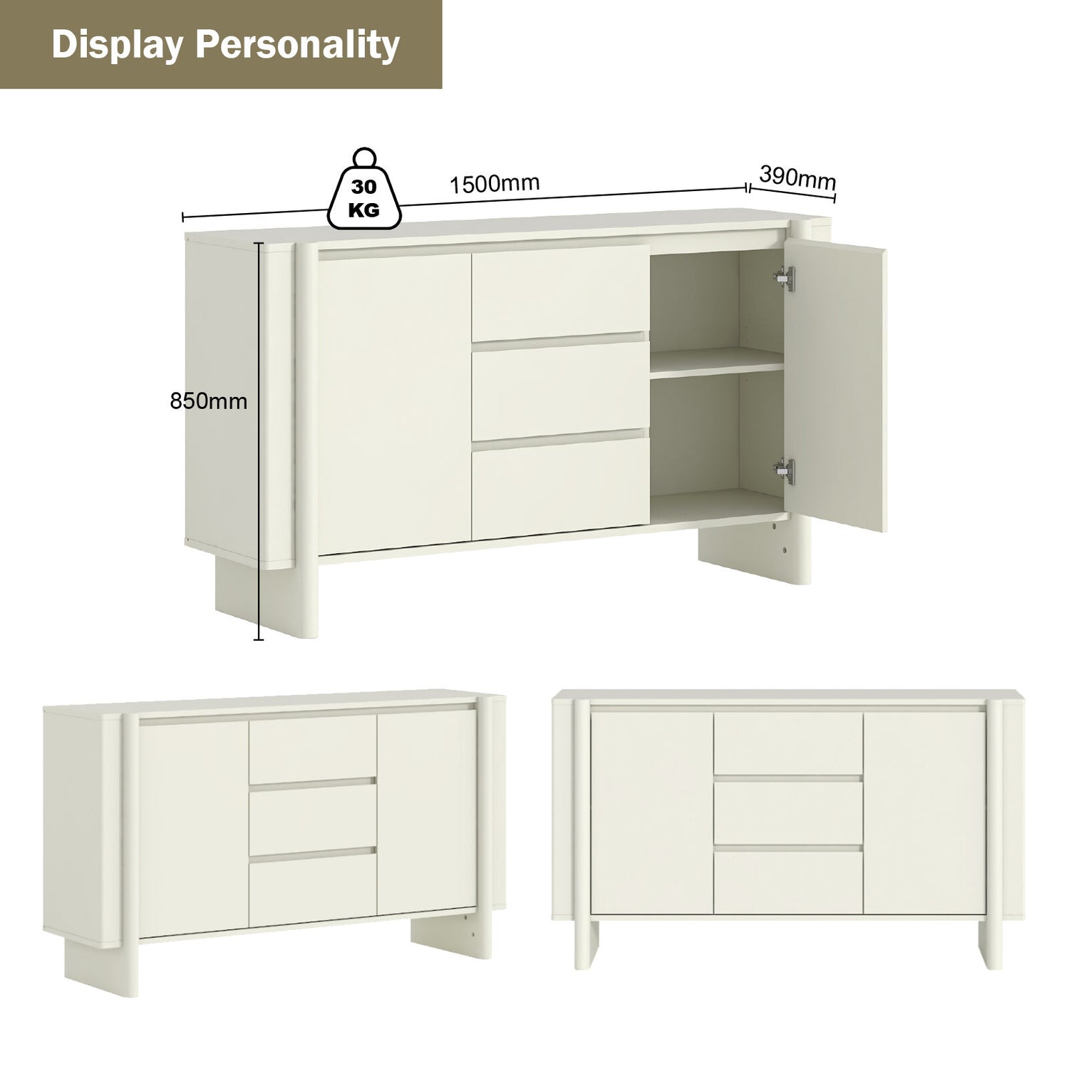 Taylor Large Sideboard 150cm Cupboard | Spacious and Stylish Storage Solution