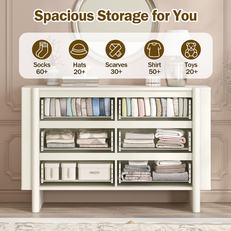 Taylor 6-Drawer Chest of Drawers | Sleek White Lowboy Dresser for Bedroom Storage