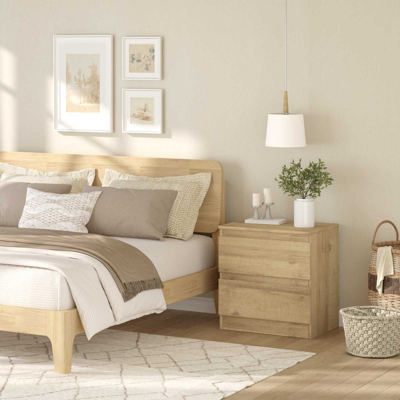 Luna Light Oak 2-Drawer Bedside Table