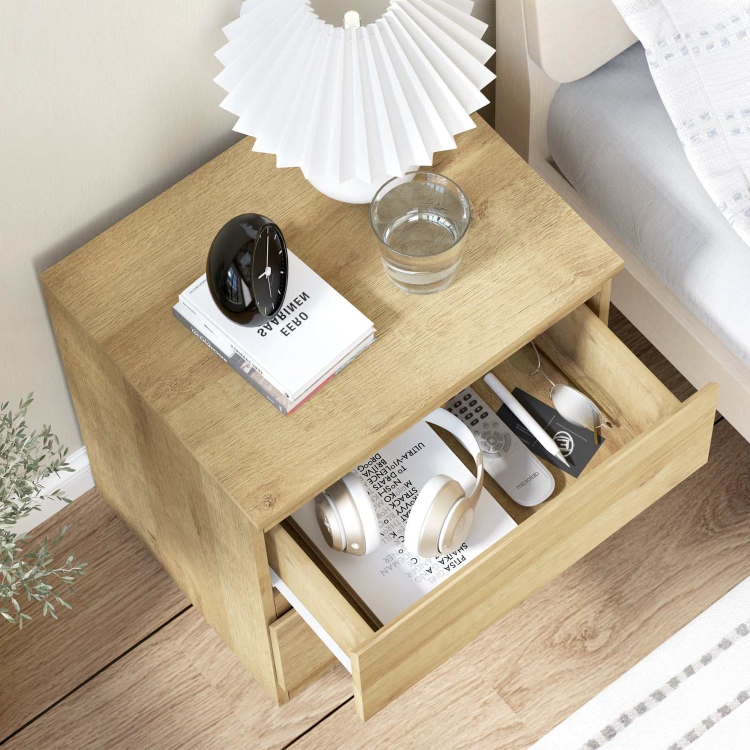 Luna Light Oak 2-Drawer Bedside Table