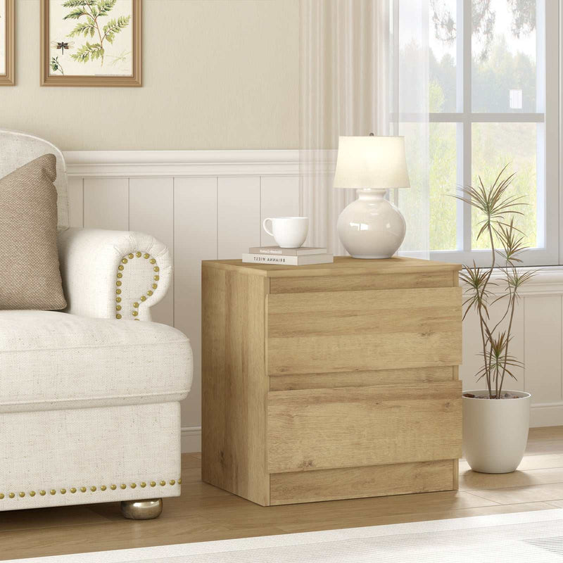 Luna Light Oak 2-Drawer Bedside Table