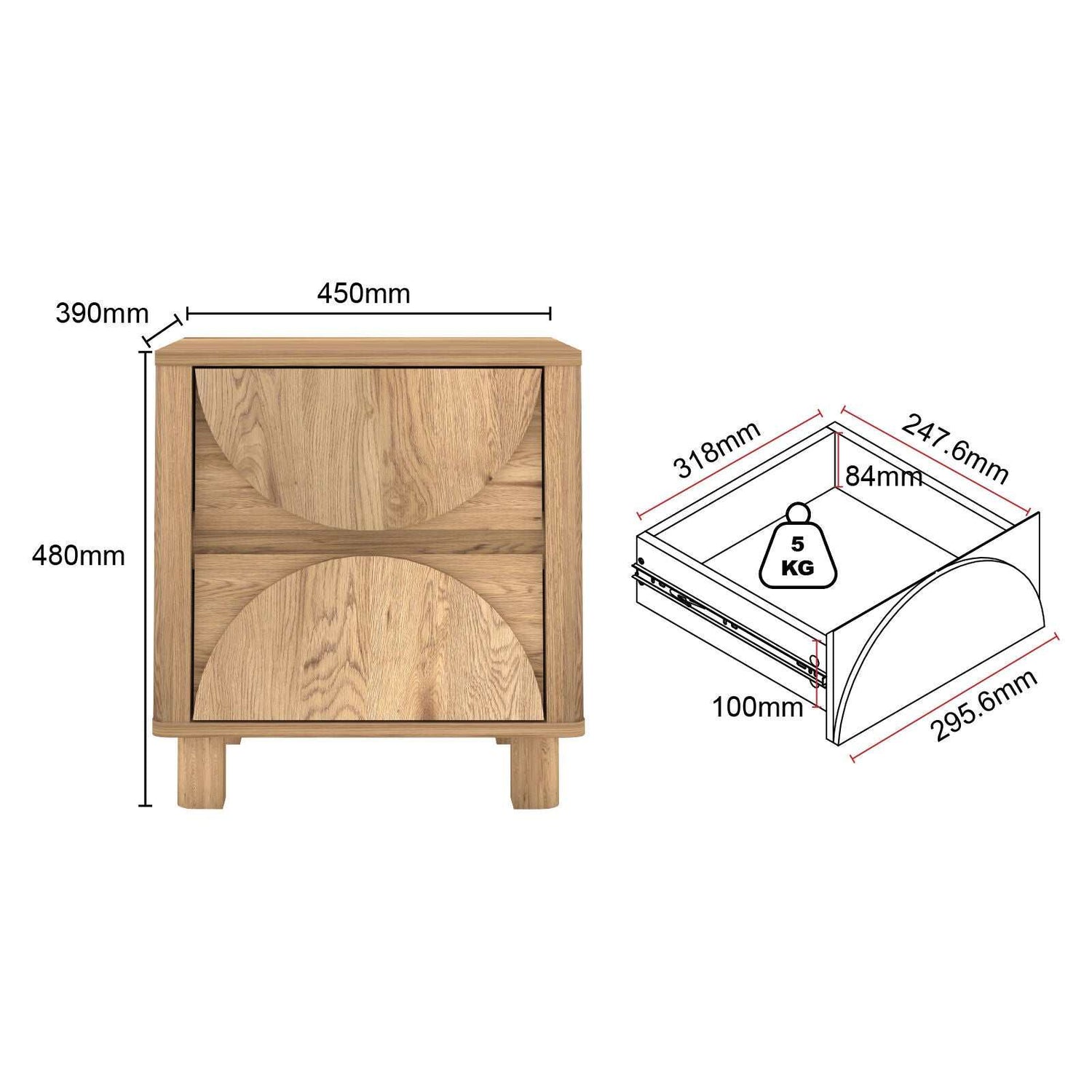 Eden Arched Bedside Tables – Set of 2 with 2 Drawers for Bedroom or Living Room