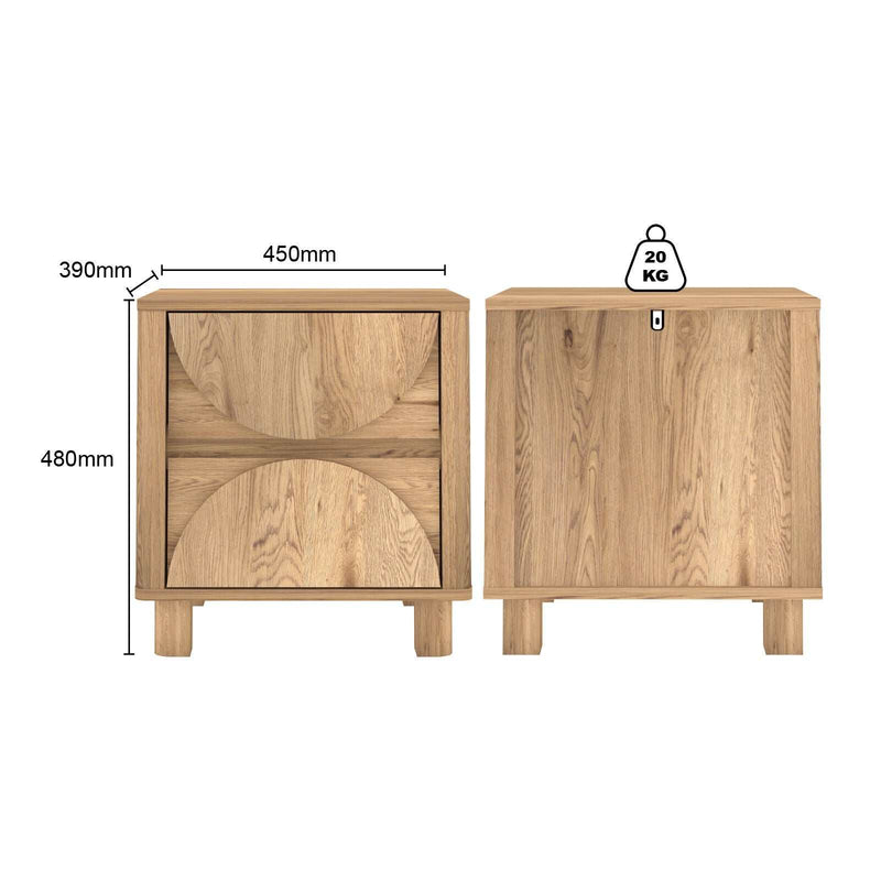 Eden Arched Bedside Tables – Set of 2 with 2 Drawers for Bedroom or Living Room