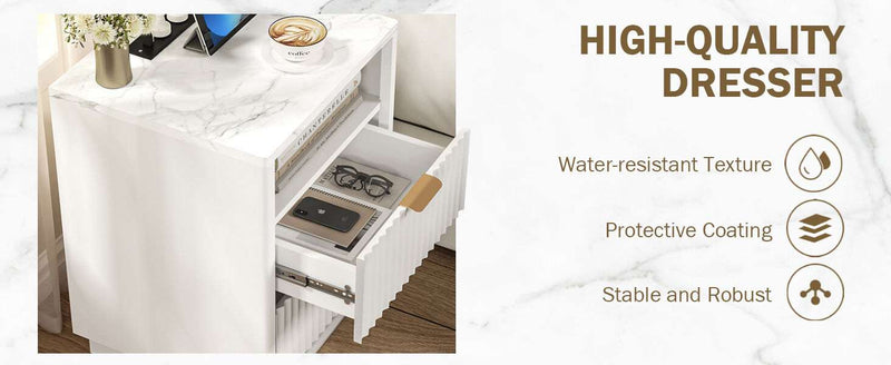 Arlo White RGB LED Bedside Table with USB Charging Station – Contemporary and Functional