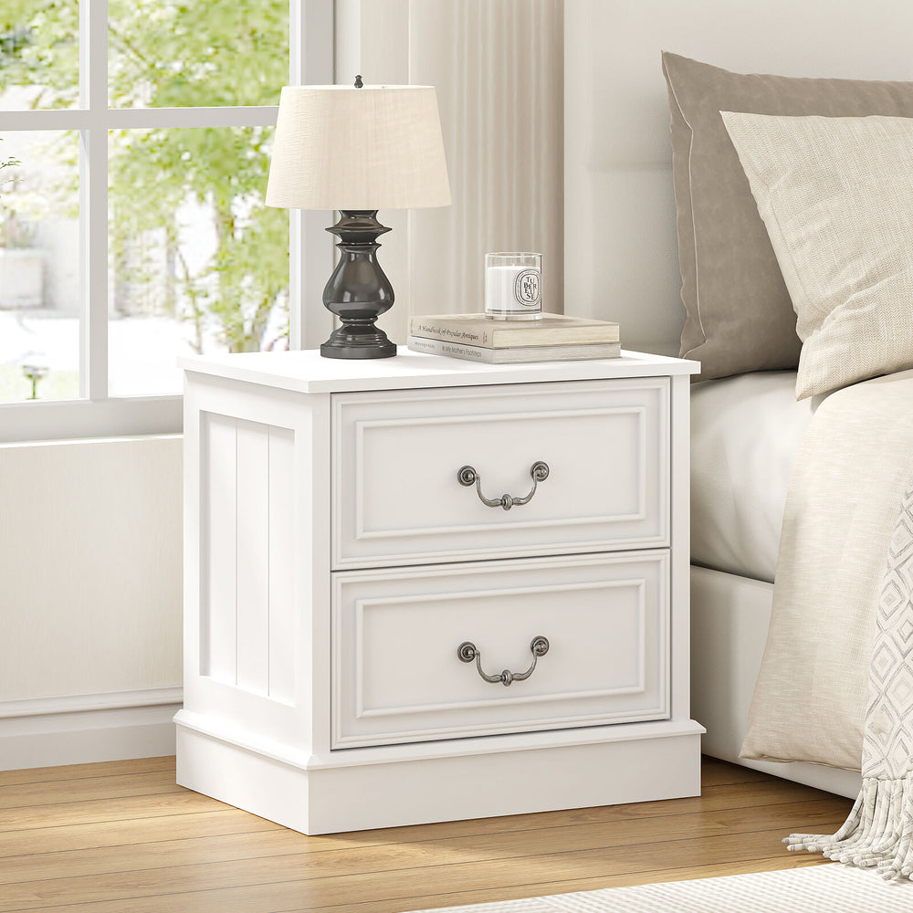 Hampton Bedside Table with 2 Drawers For Bedroom Living Room Storage