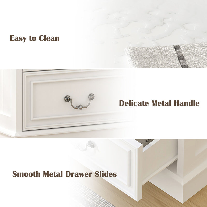 Hampton Vintage White Bedside Table Set of 2