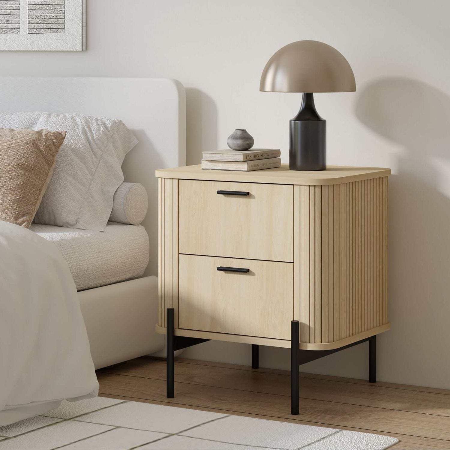 Fluted 2 - Drawer Bedside Table