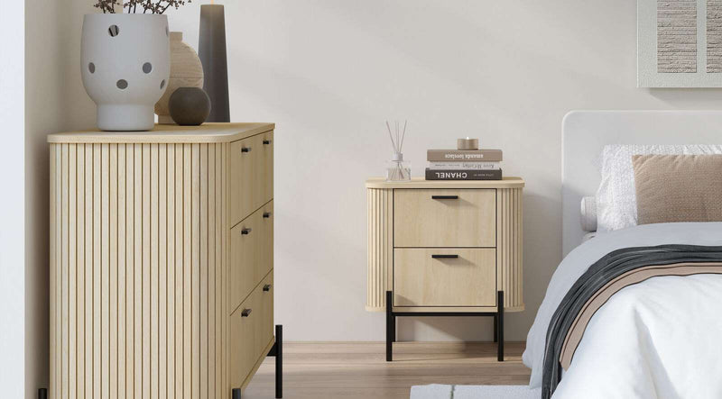 Fluted 2 - Drawer Bedside Table