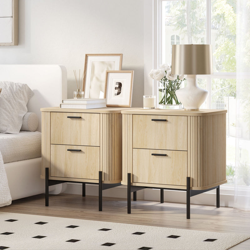Ayla Fluted Bedside Duo Set – Textured Modern Design