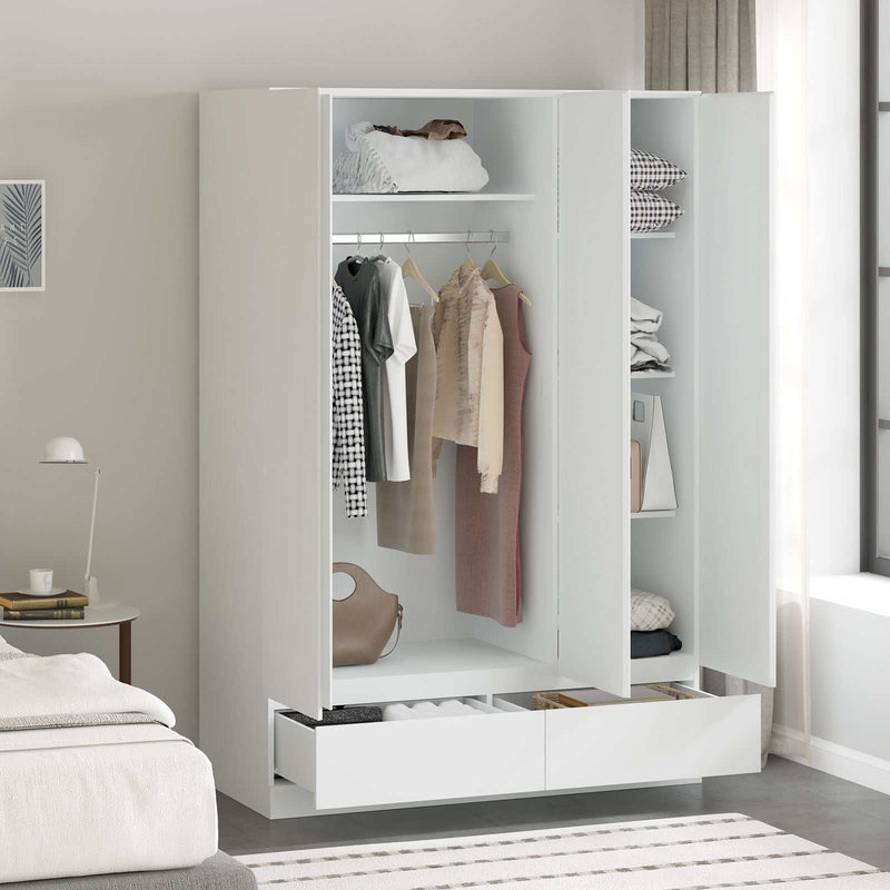 3 Door 2 Drawer Wardrobe and 2 Bedside Tables White