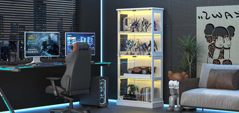 Arlo LED Display Cabinet - Tiered Shelve Storage With LED Lights
