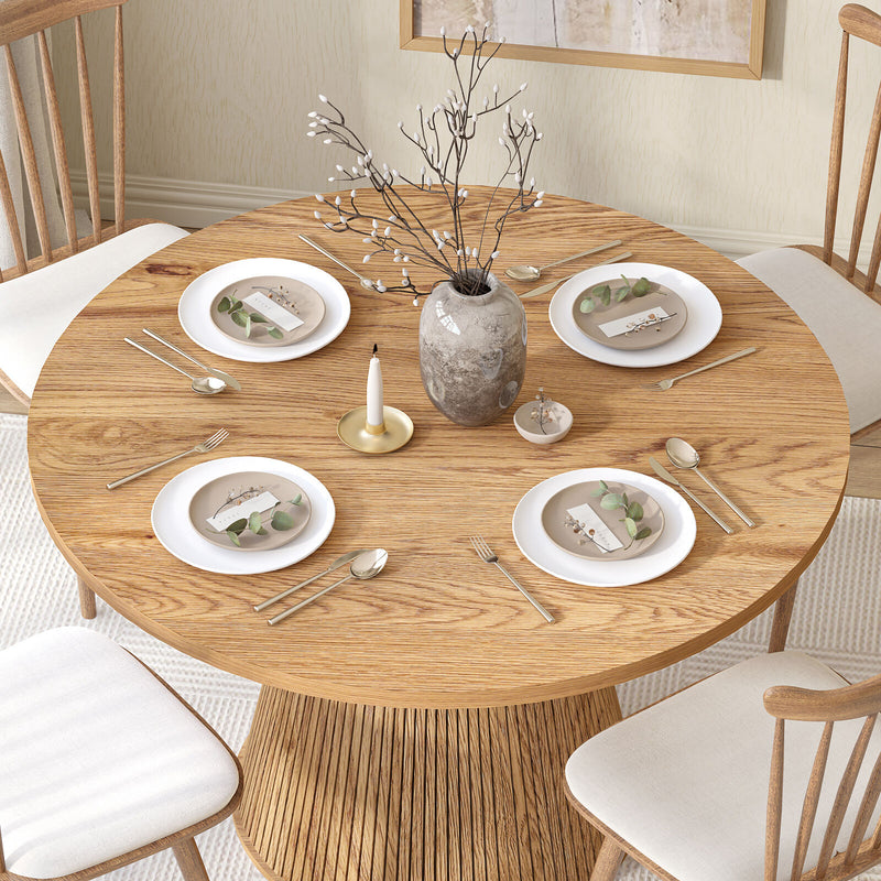Selene Fluted Round Dining Table – Elegant Dining for 4