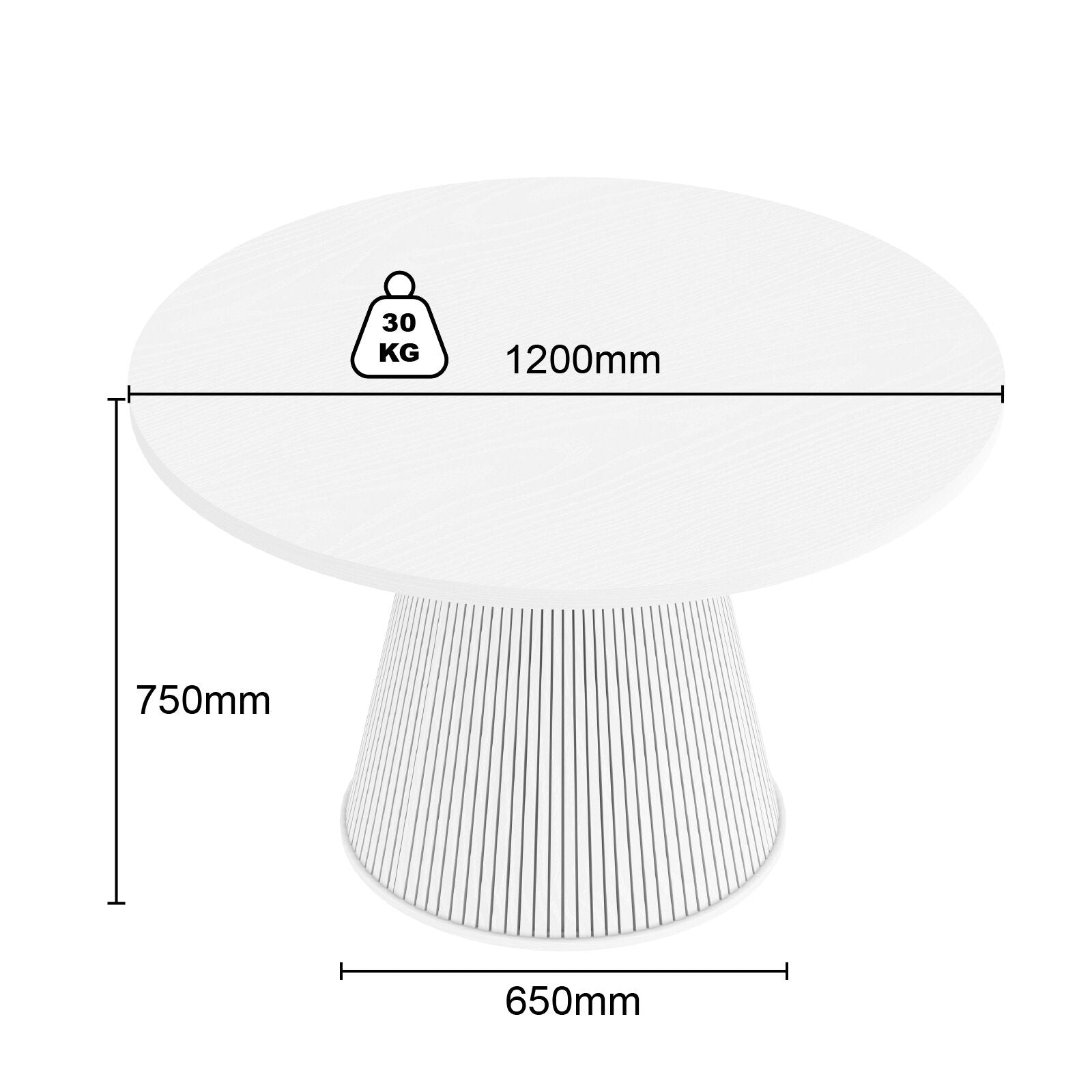 Eden Fluted Round Dining Table White – Elegant Dining for 4