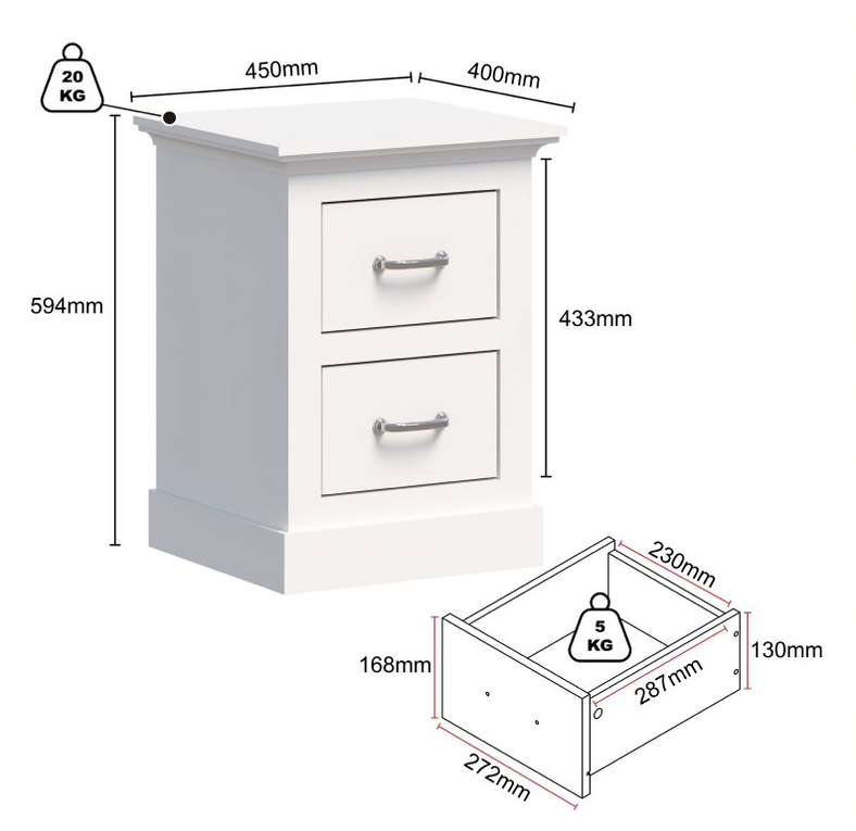 Ashford White Bedside Tables – Set of 2