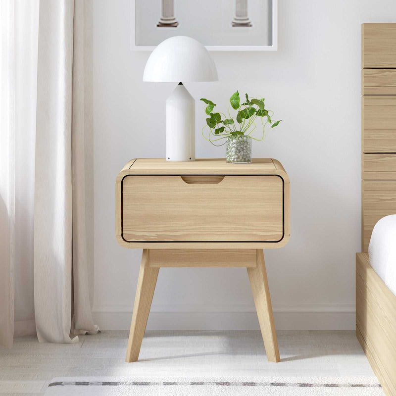 Wabi-Sabi 1 Drawer Bedside Table with Dresser | Minimalist Nightstand for Bedroom
