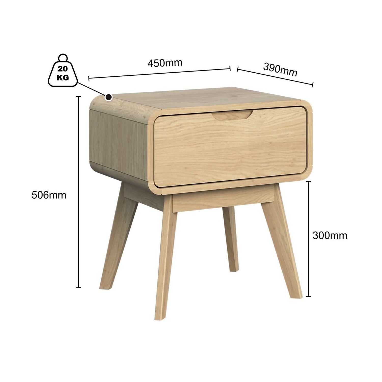 Wabi-Sabi 1 Drawer Bedside Table with Dresser | Minimalist Nightstand for Bedroom