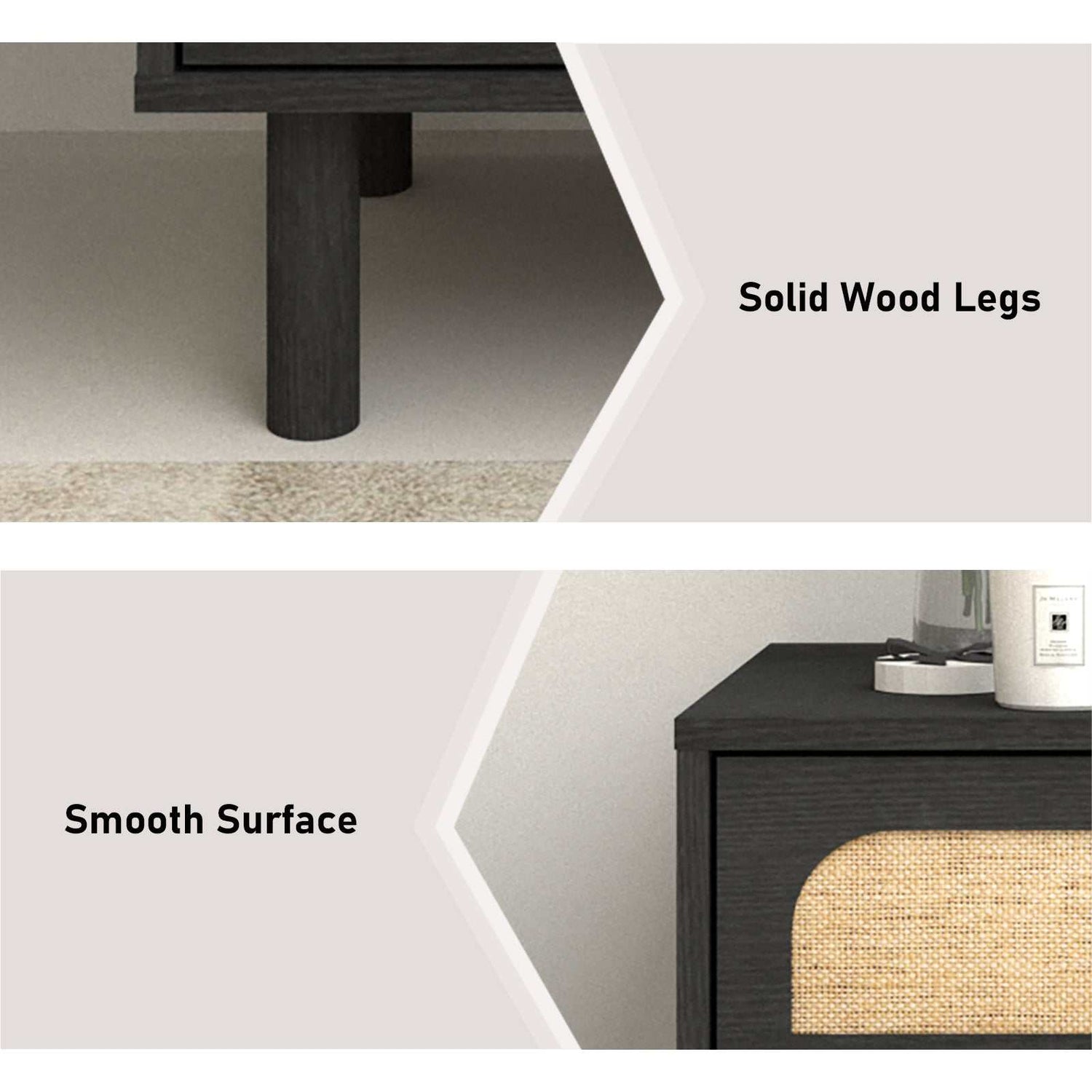Elisa Black Bedside Table for Modern Bedroom