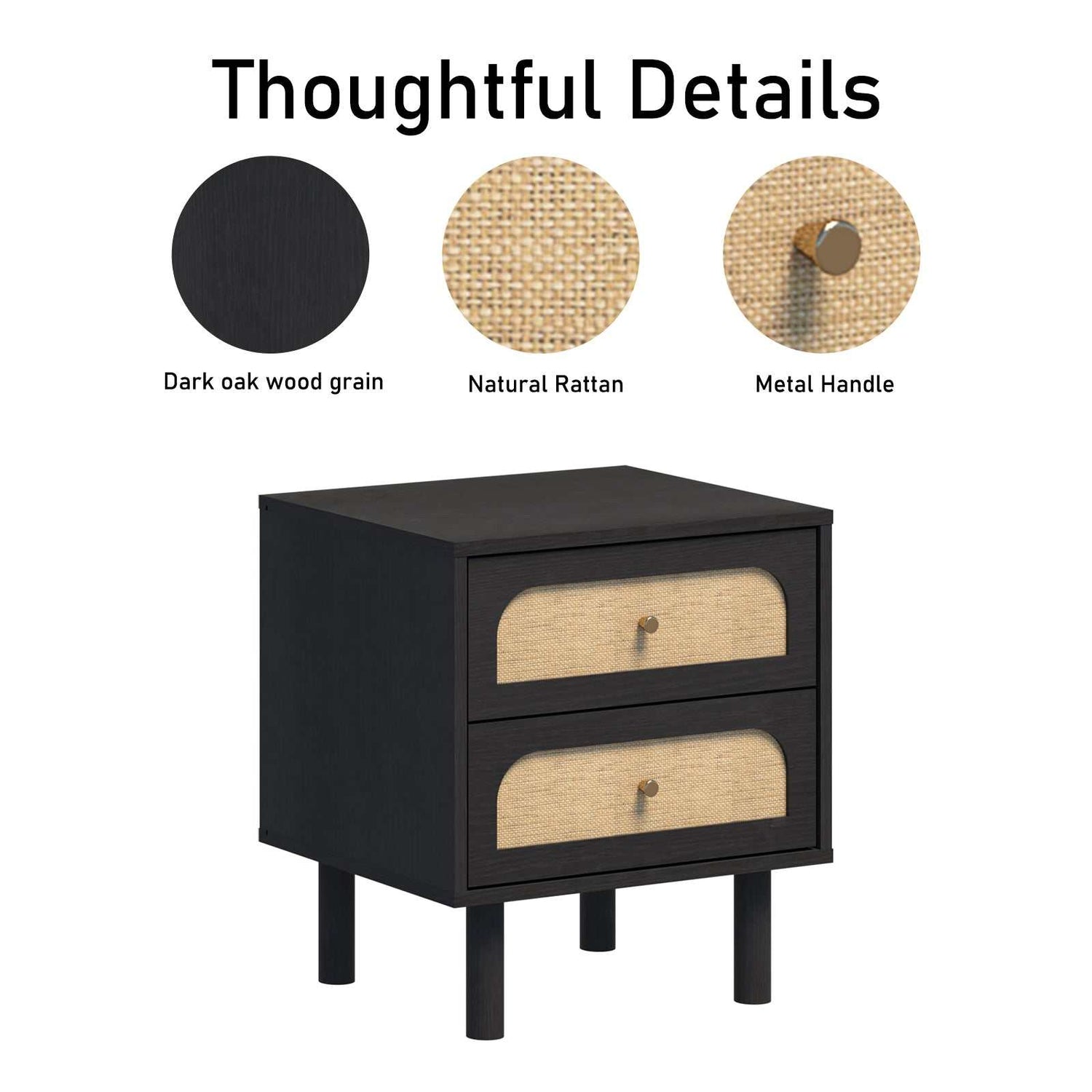 Elisa Black Bedside Table for Modern Bedroom