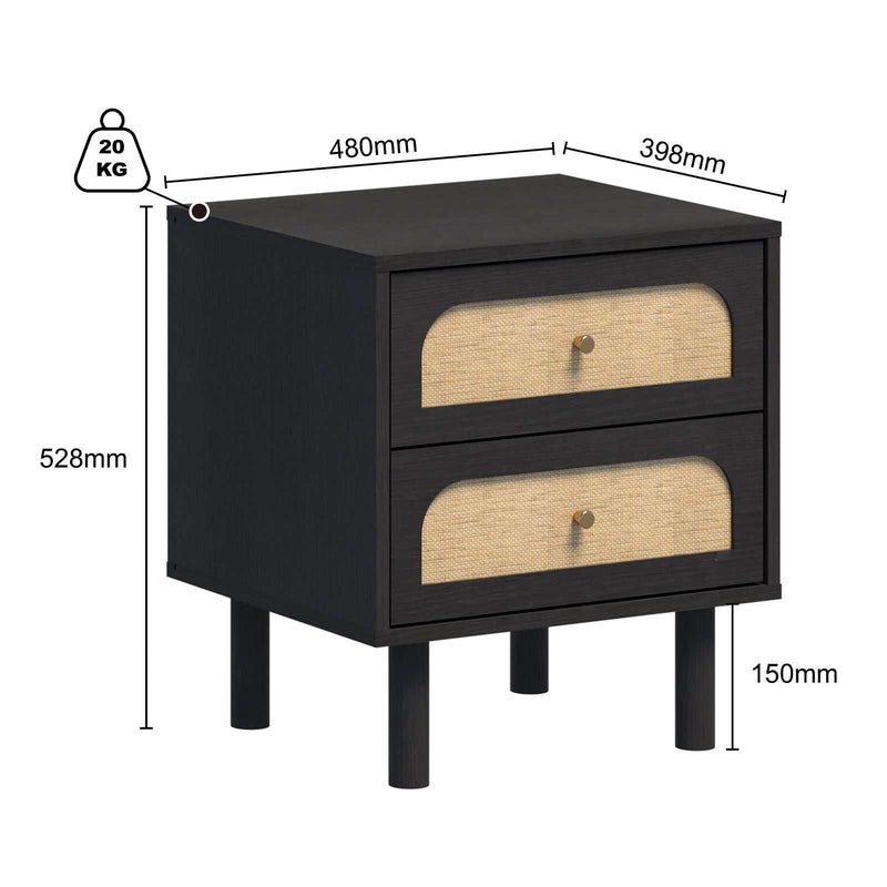 5-Drawer Chest of Drawers Dresser, 2 Bedside Tables for Modern Bedroom