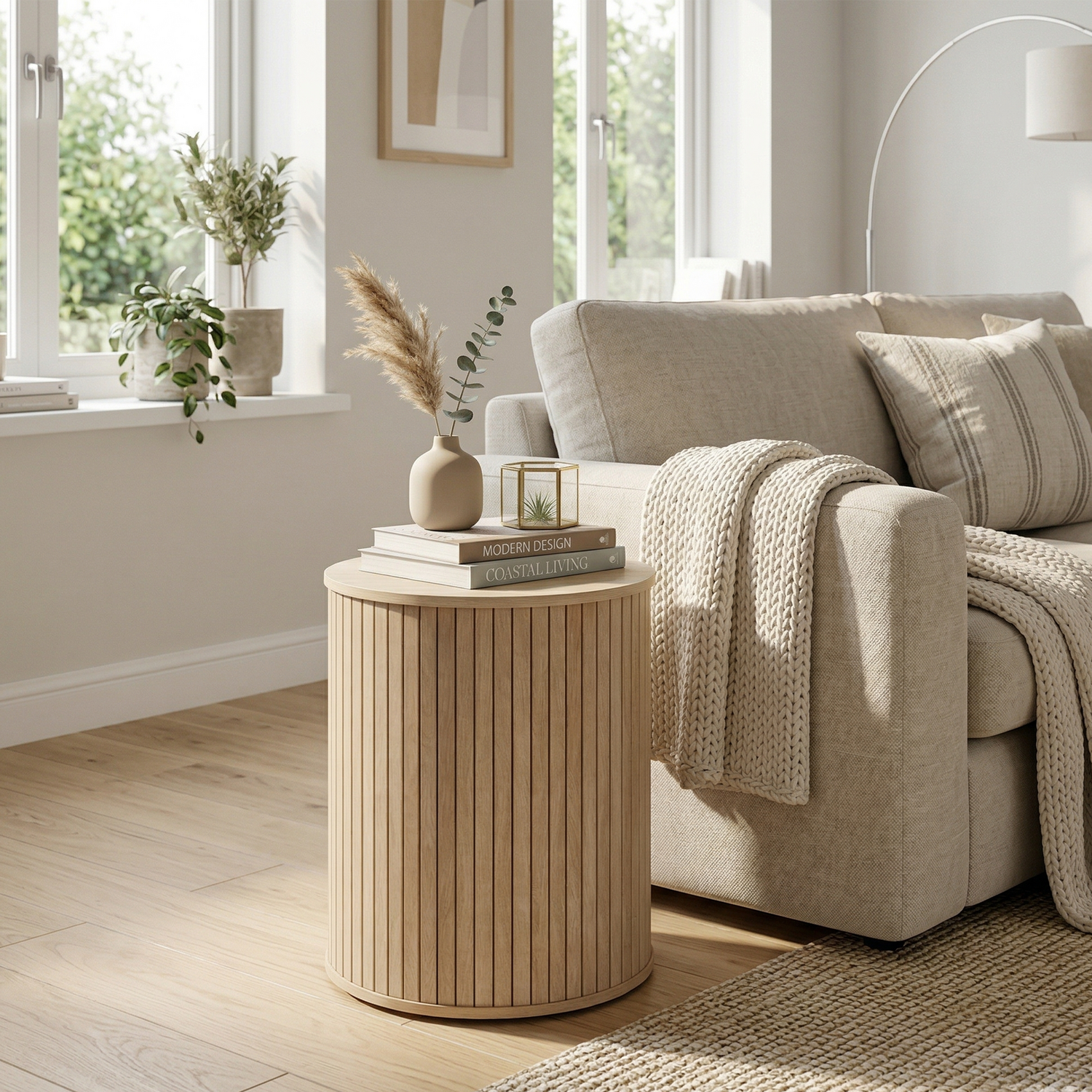 Eden Fluted Natural Oak Accent Table