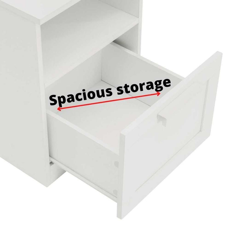 Serene Haven Matt White 1-Drawer Bedside Table