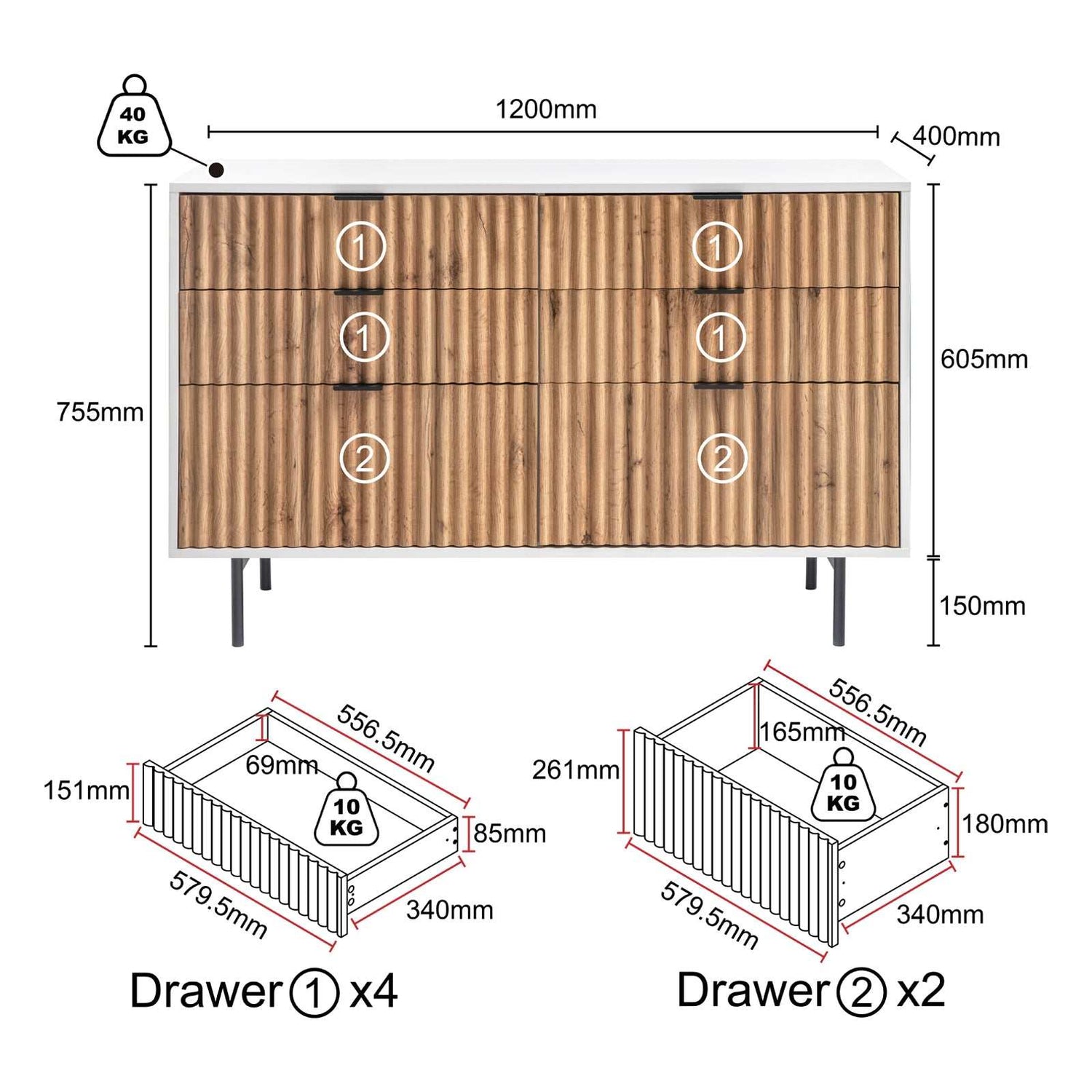 Chelsea 6 Drawer ChestStylish Storage Dresser for Bedroom Organisation
