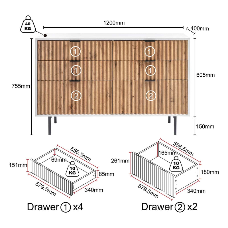 Chelsea 6 Drawer ChestStylish Storage Dresser for Bedroom Organisation