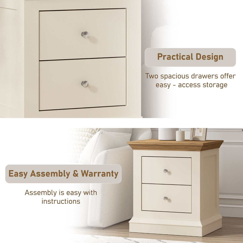 HANNAH 2 Drawers Bedside Table with Dresser | Modern Nightstand for Your Bedroom