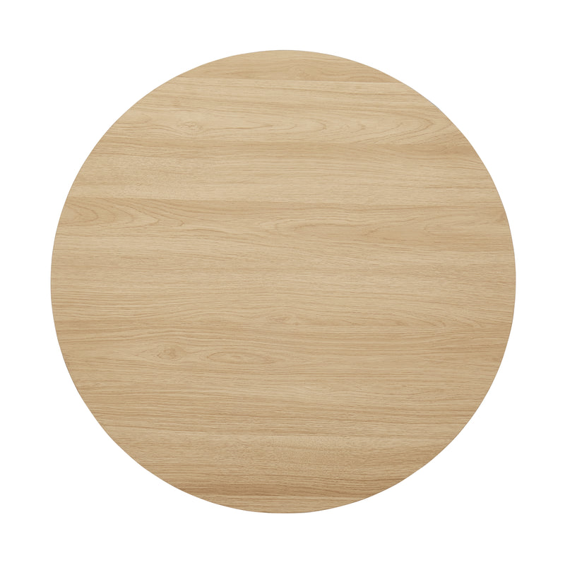 Ayla Round Fluted Coffee Table (80cm) with Sliding Tambour Door