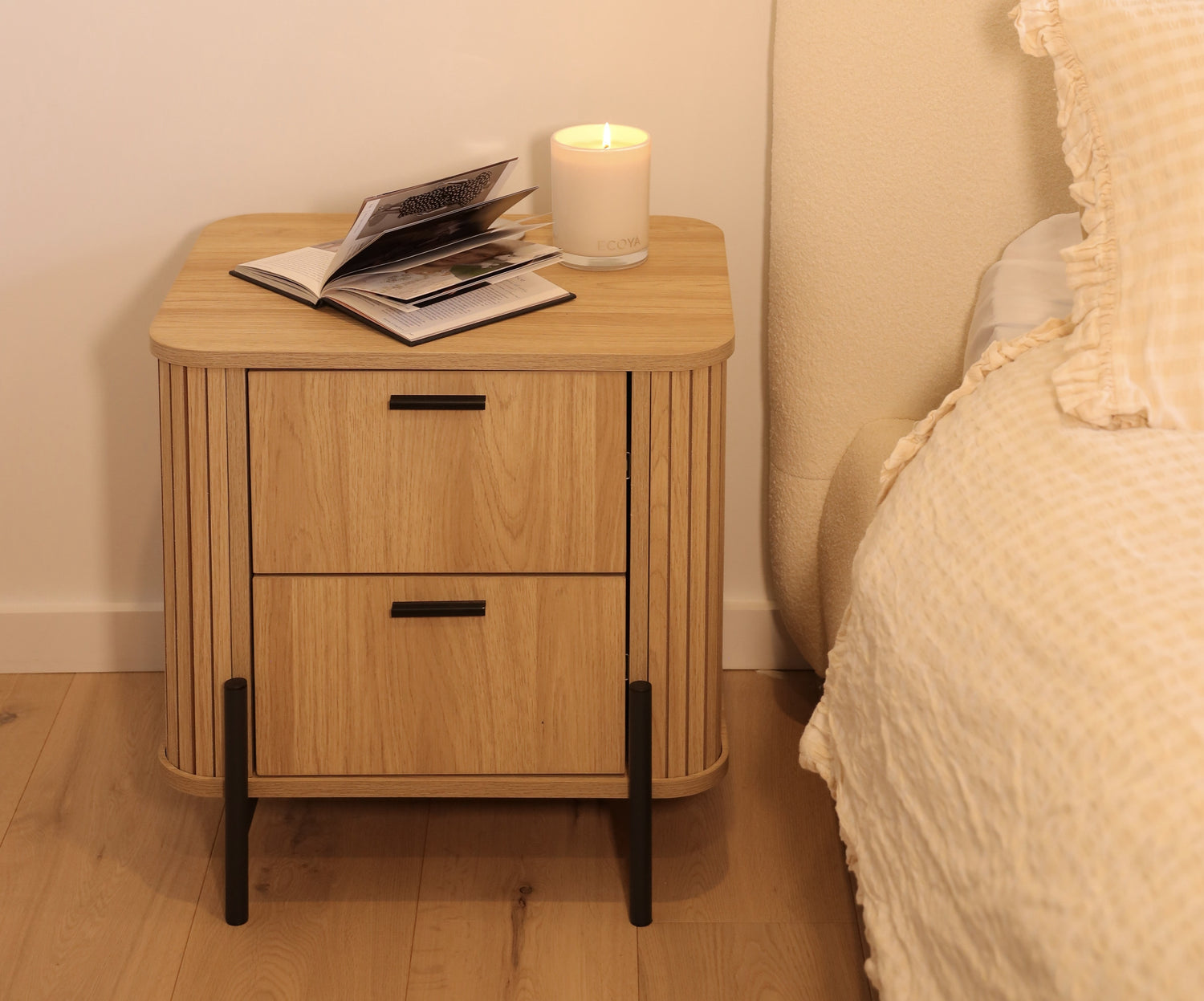 Ayla Fluted Bedside Duo – Textured Modern Design