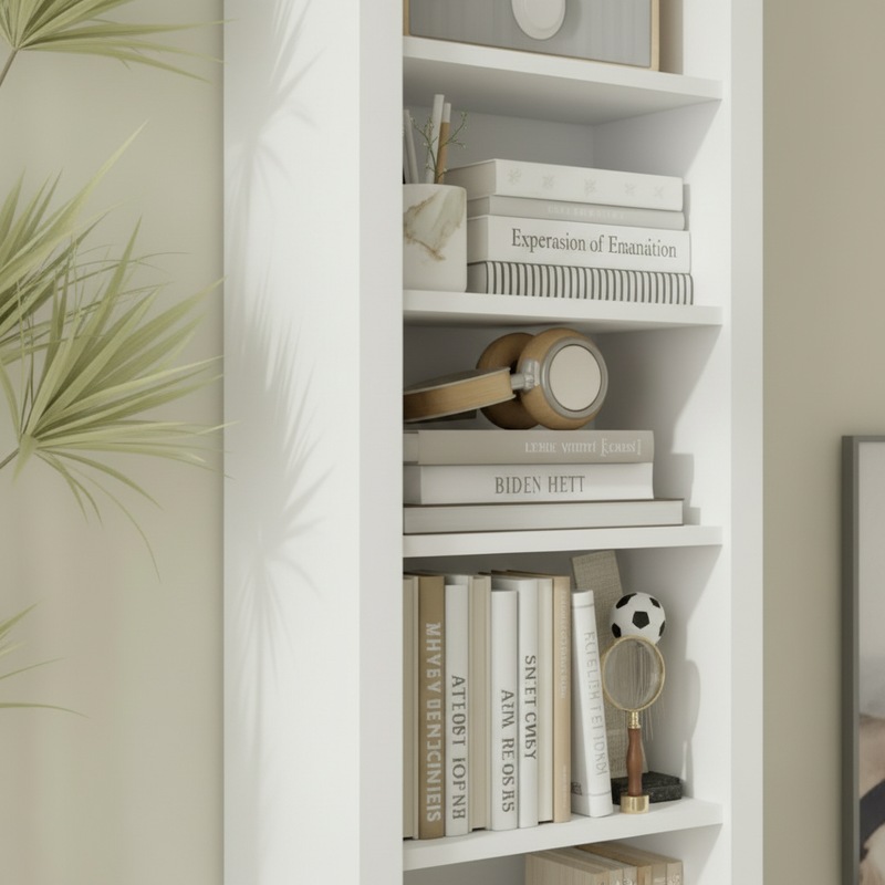 Arched bookshelf side angle detail