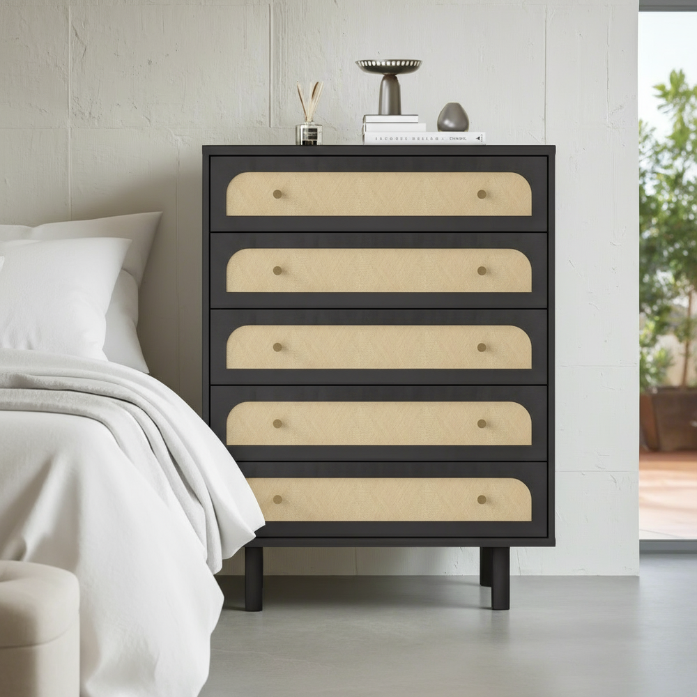 Black and Oak Chest - Close-Up Detail Shot