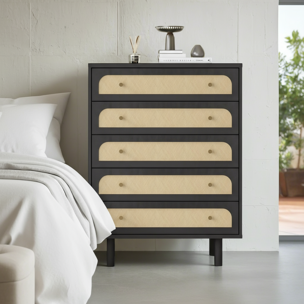 Black and Oak Chest - Close-Up Detail Shot